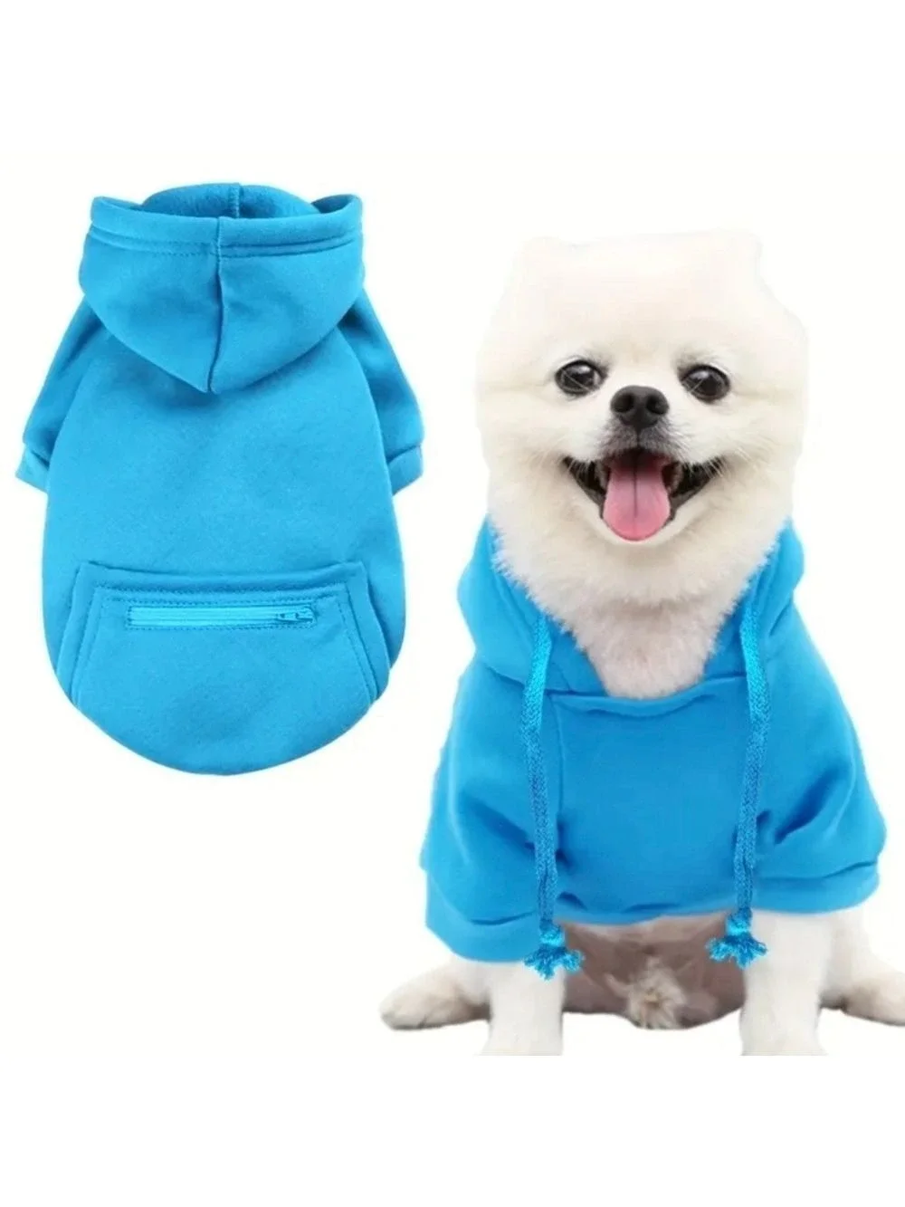 Small Dog Hoodie Sweatshirt, Size L Red or Blue